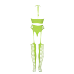 Set verde neon con crop top e calze - immagine 12
