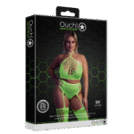 Set verde neon con crop top e calze - immagine 7