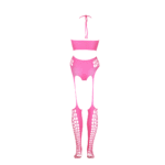 Set verde neon con crop top e calze - immagine 24