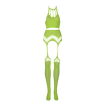 Set verde neon con crop top e calze - immagine 5