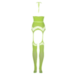 Set verde neon con crop top e calze - immagine 6