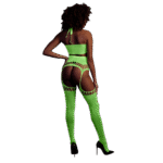 Set verde neon con crop top e calze - immagine 2