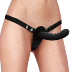 Harness indossabile con fascia regolabile | Strap on doppio in silicone con rilievi | Regolabile | Nero - immagine 4