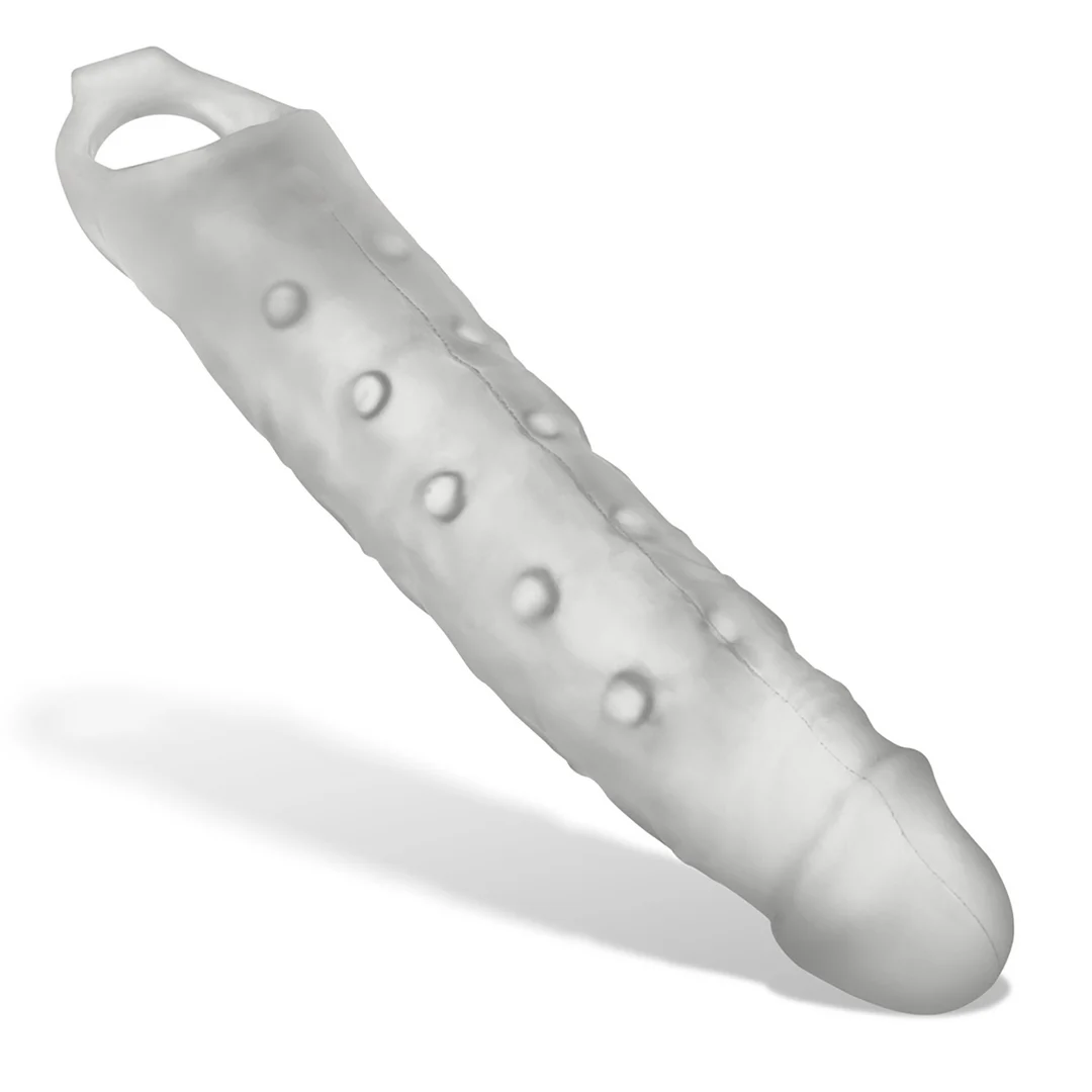 Guaina per pene con 3 inserti bullet, Ghiaccio trasparente - immagine 3