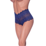 Boyshort in pizzo con apertura sul cavallo S/M, blu mirtillo - immagine 2