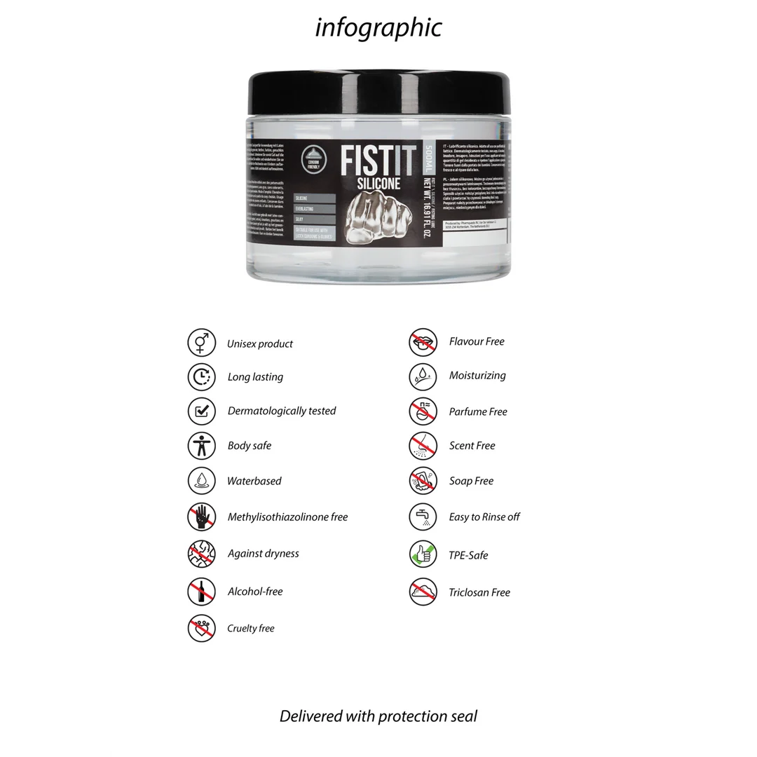 Lubrificante al silicone, dermatologicamente testato e adatto ai preservativi in lattice, senza profumo e senza gusto, 500 ml, Fist It by Shots - immagine 5