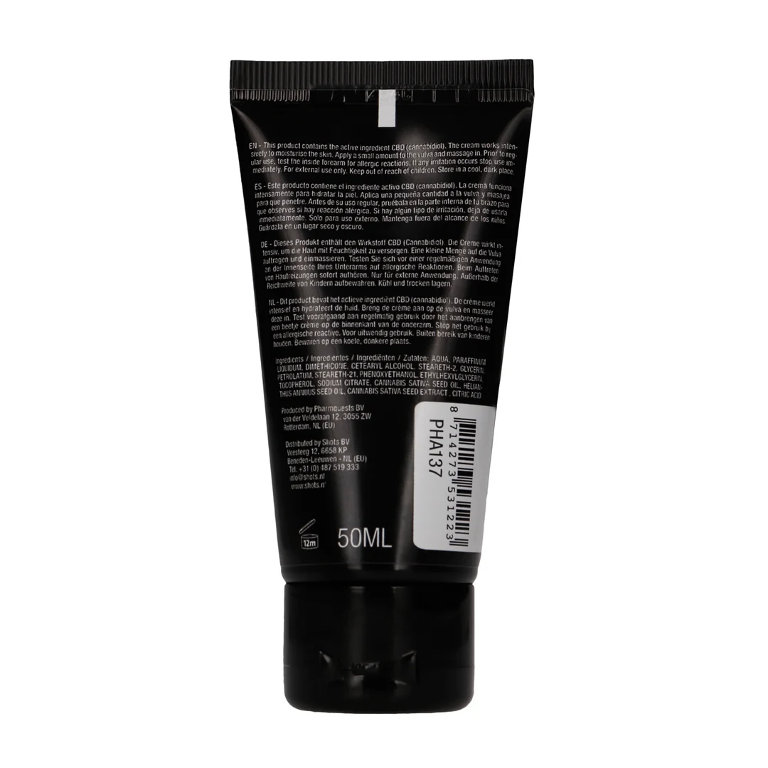 Lubrificante neutro, crema masturbatoria al CBD per la vulva, senza profumo e senza sapore, 50 ml, Pharmquests by Shots - immagine 2
