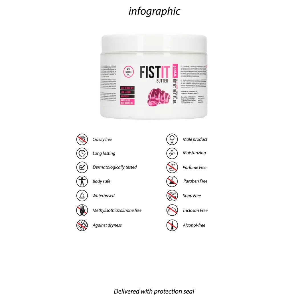 Lubrificante a base d'acqua, effetto prolungato, senza profumo e senza gusto, 500 ml, Fist It by Shots - immagine 4