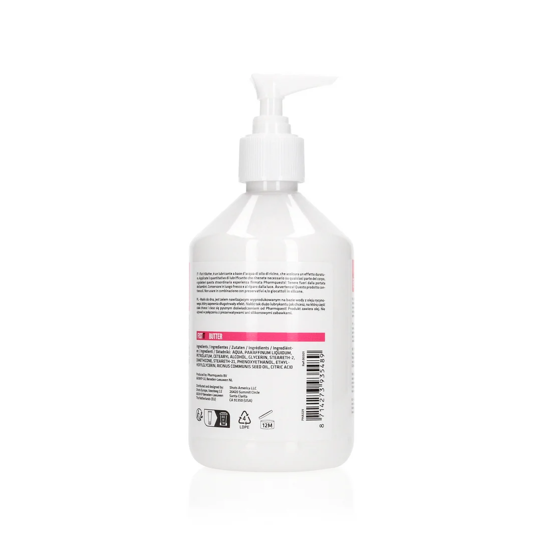 Lubrificante a base d’acqua, effetto duraturo con olio di ricino, senza profumo e senza sapore, 500 ml, Fist It by Shots - immagine 1