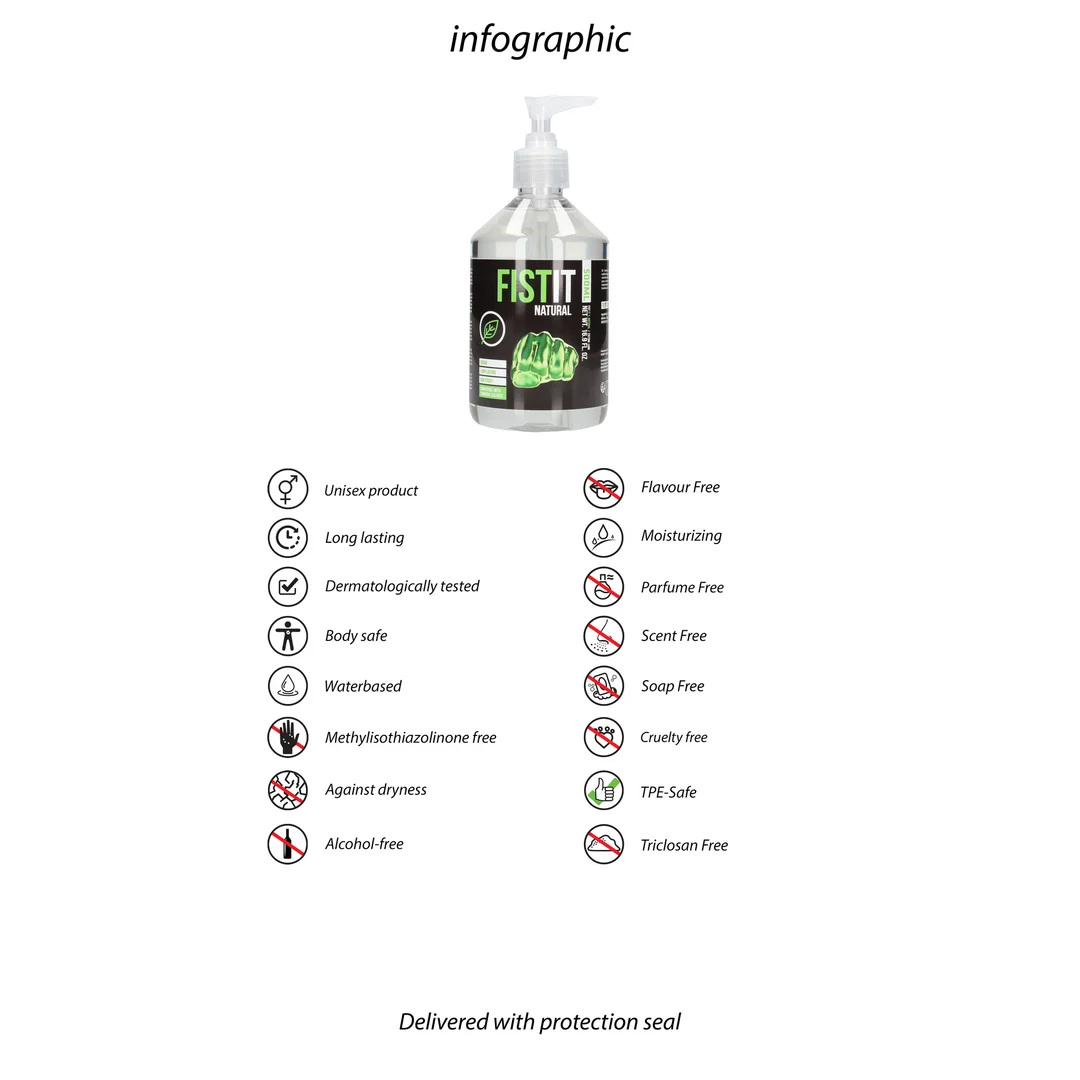 Lubrificante a base d’acqua, formula naturale e vegana, senza profumo e insapore, 500 ml, Fist It by Shots - immagine 2