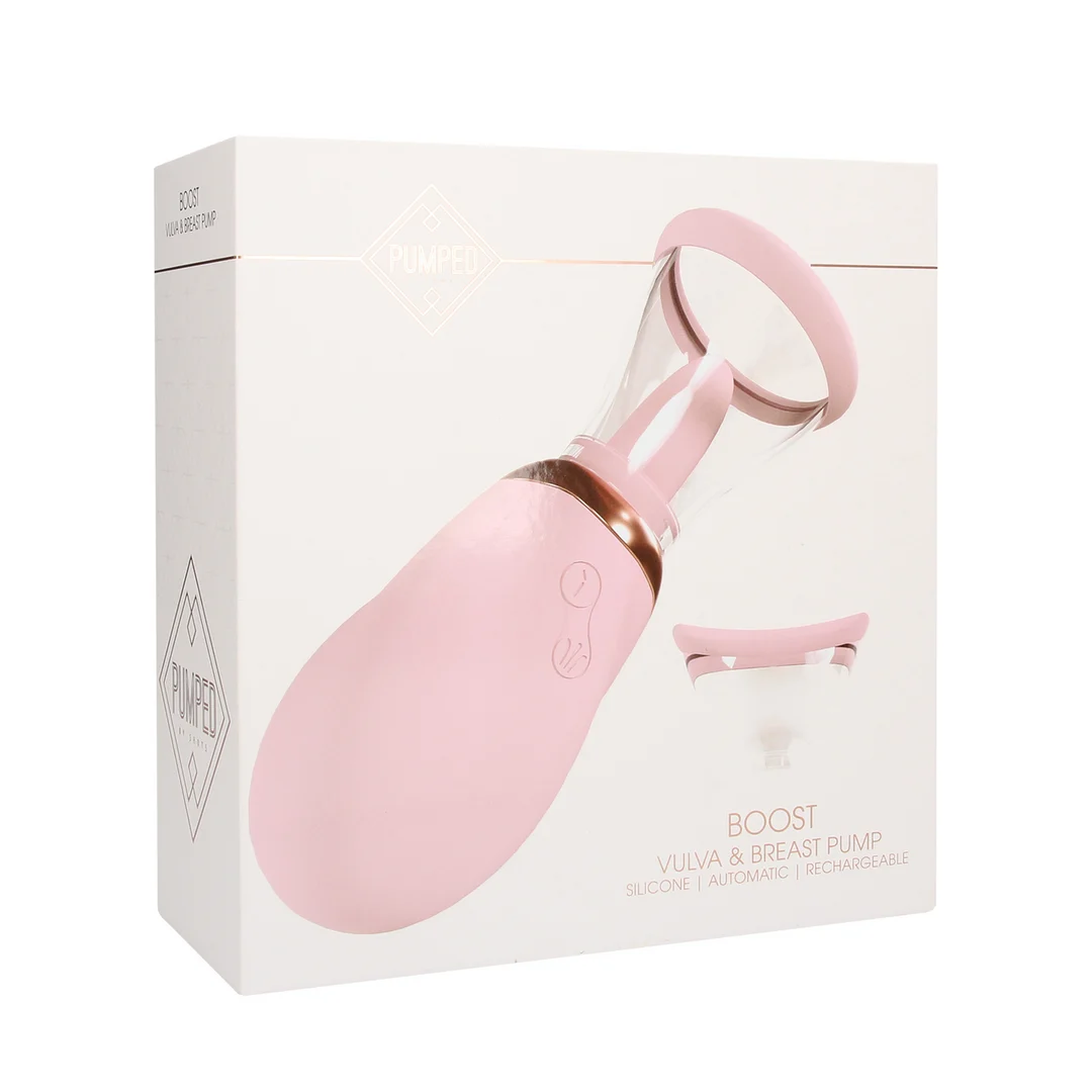 Un extra per uomini, con bordi morbidi – BOOST - Pompa ricaricabile per vulva e seno - Rosa - Tester - immagine 6