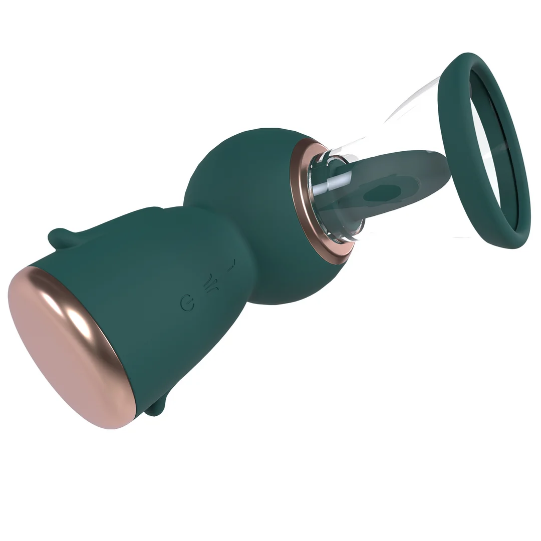 Pompa per seno e vulva con coppe confortevoli, ricaricabile, verde bosco, tester - immagine 4