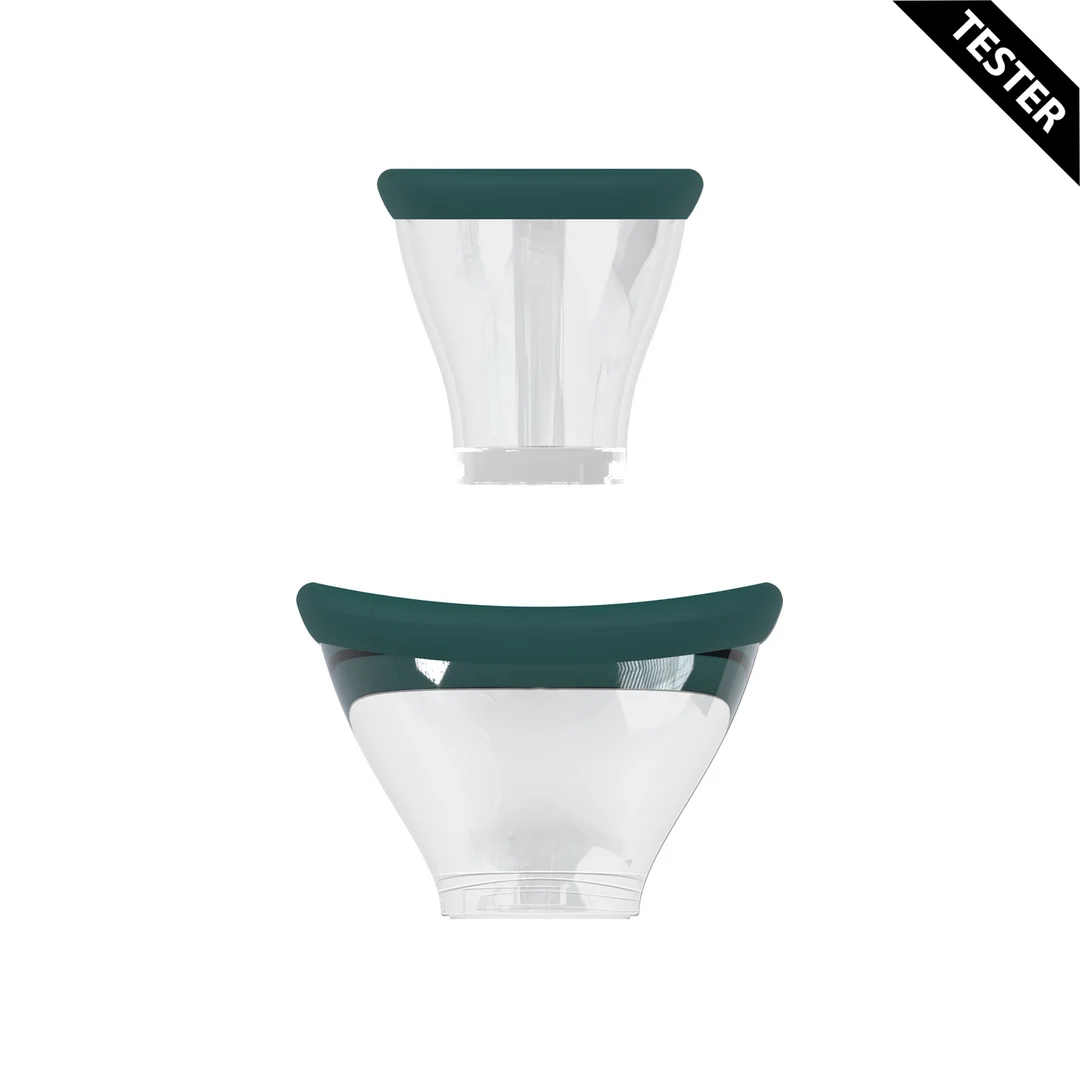 PMP049GRNTEST-11 Pompa per seno e vulva con coppe confortevoli, ricaricabile, verde bosco, tester - immagine 1