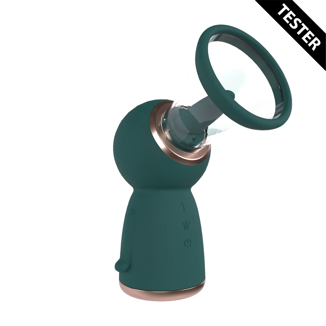 Pompa per seno e vulva con coppe confortevoli, ricaricabile, verde bosco, tester - immagine 2