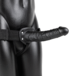 Imbracatura vibrante nera con dildo cavo - immagine 2