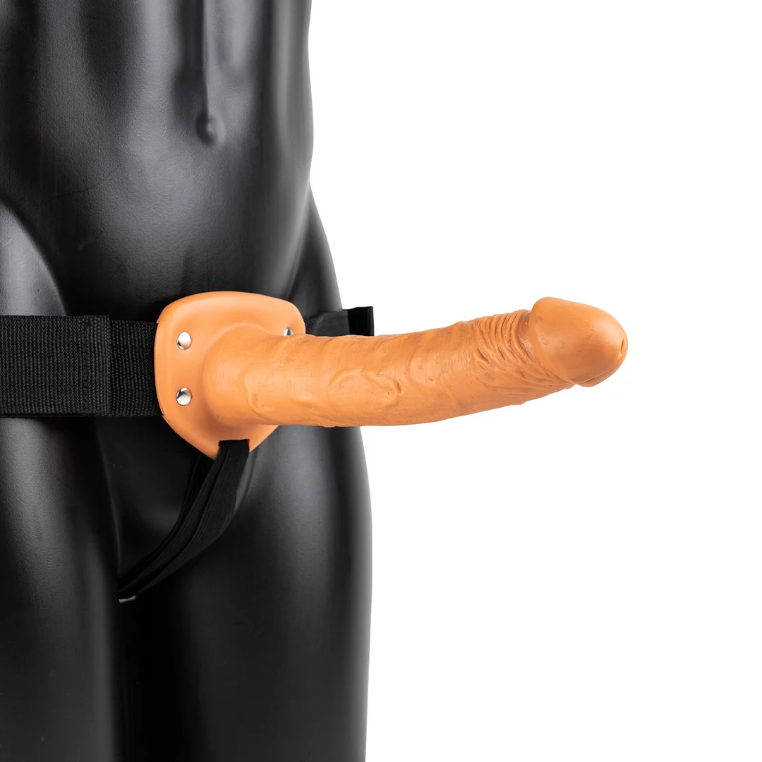 Imbracatura vibrante nera con dildo cavo - immagine 8