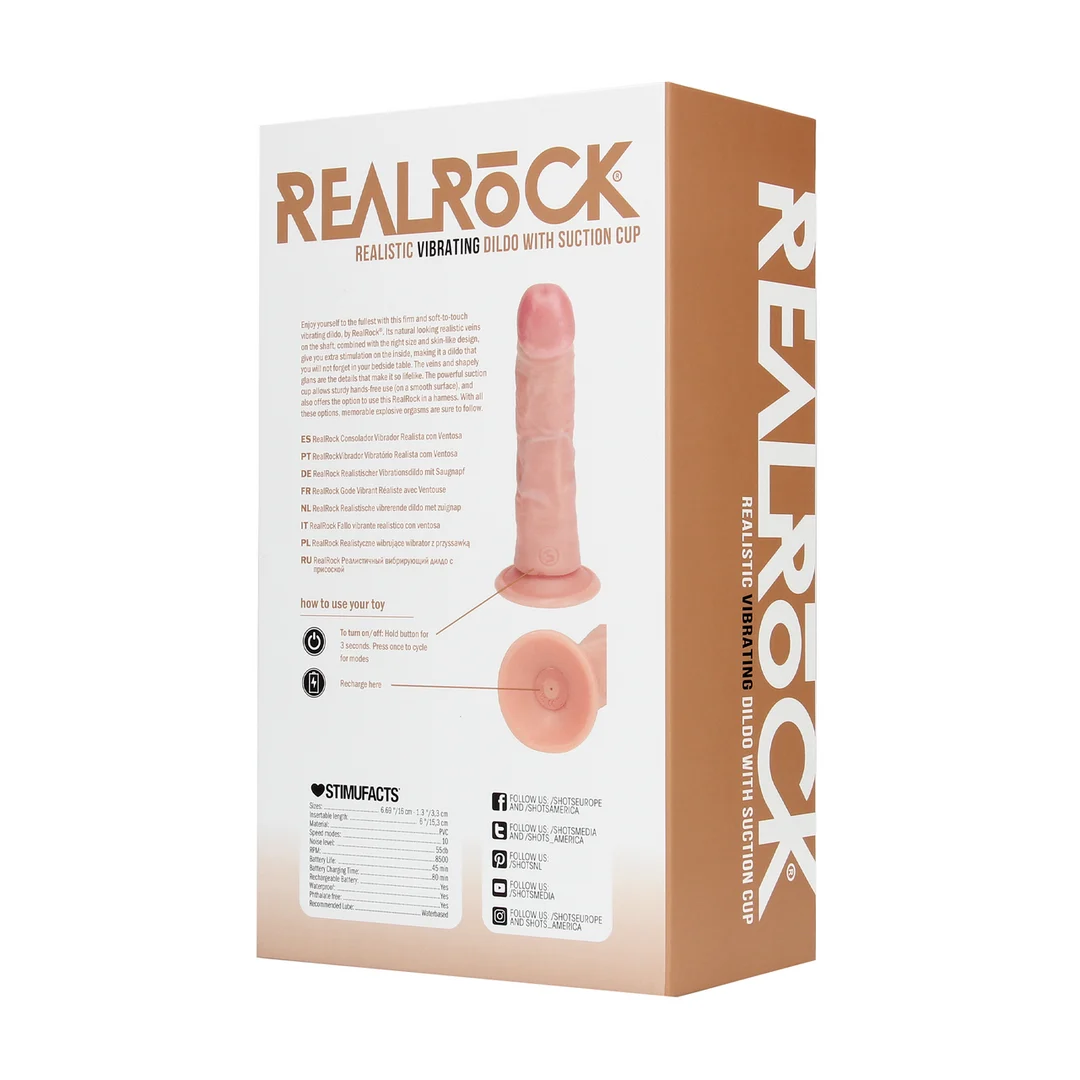 Vibratore realistico con ventosa, RealRock Flesh, RealRock by Shots - immagine 6