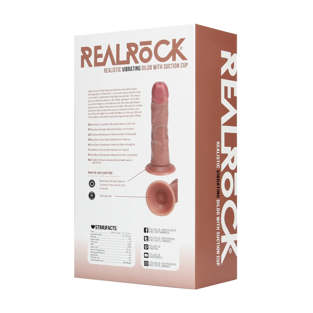 Vibratore realistico con ventosa, RealRock Flesh, RealRock by Shots - immagine 12