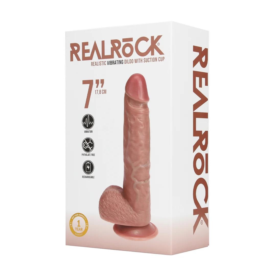 Vibratore realistico con ventosa, compatibile con imbracatura, RealRock nude (18 cm) RealRock by Shots - immagine 11