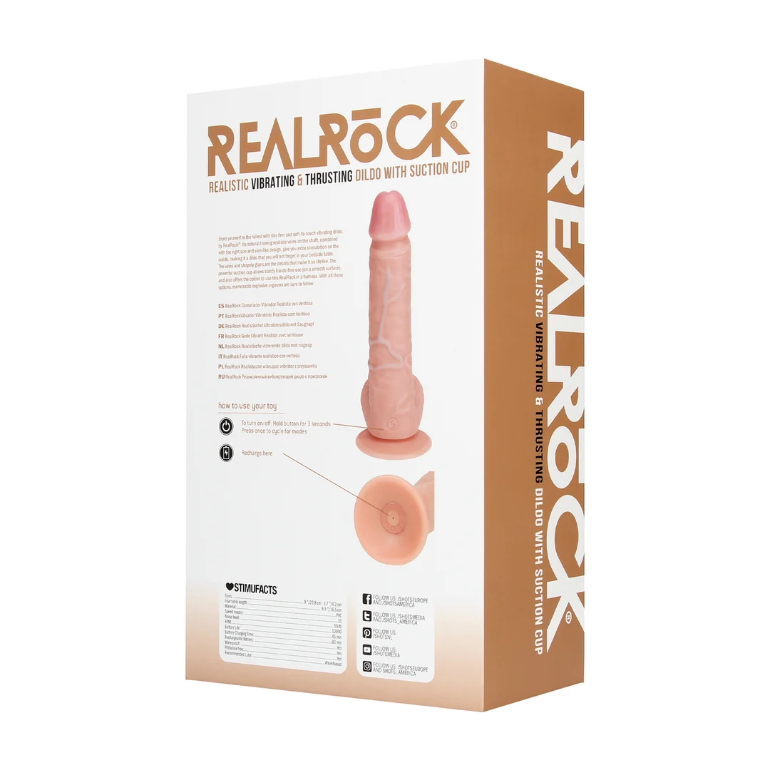 Vibratore realistico con ventosa, compatibile con imbracatura, RealRock effetto pelle di RealRock by Shots - immagine 6