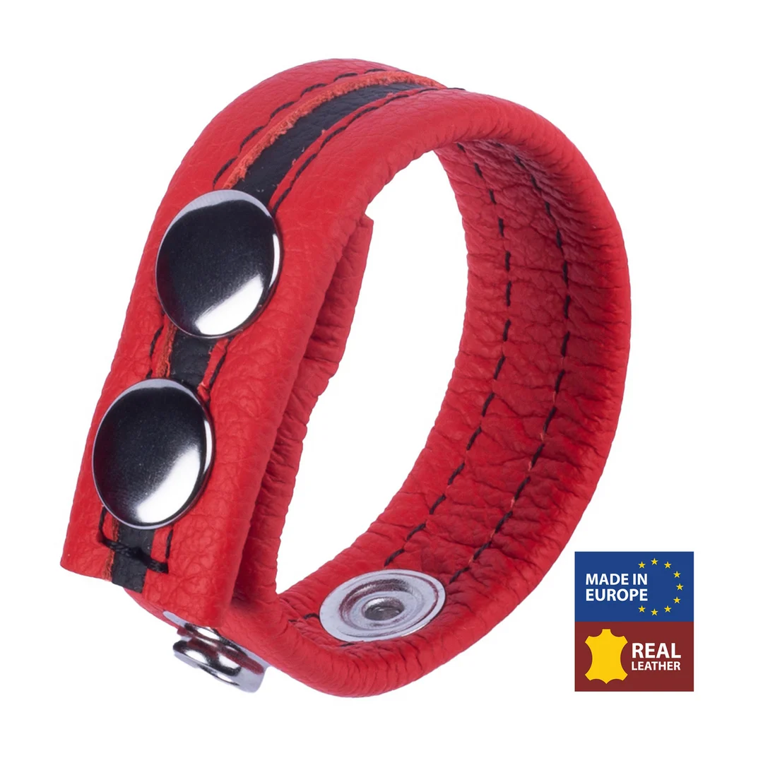 Anello fallico Tippy in pelle rosso - immagine 3