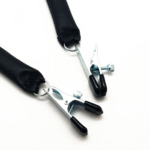 Morsetto per capezzoli con peso in pelle, 2 x 80 g, nero e argento - immagine 3