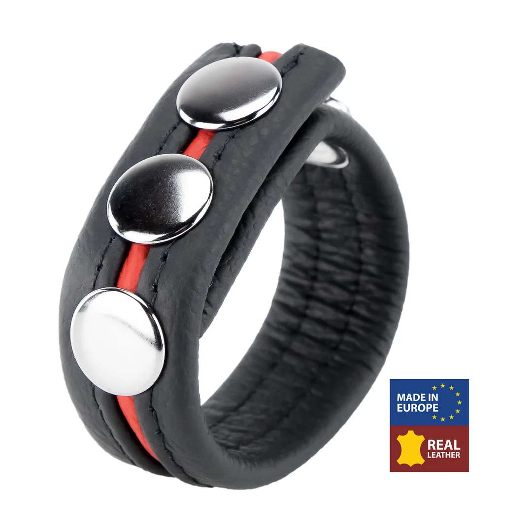 Cockring regolabile in pelle rosso - immagine 4