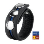 Anello regolabile in pelle blu - immagine 4