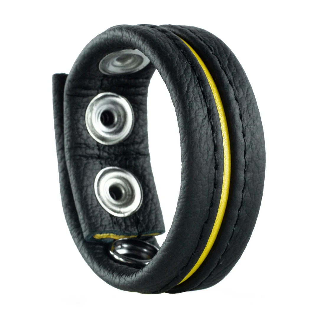 RL-31892-5 Anello fallico regolabile in pelle gialla - immagine 1