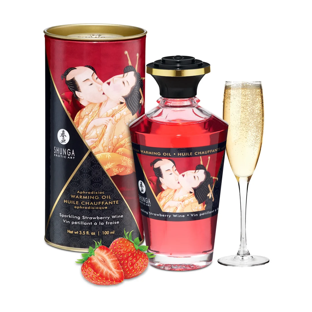 Olio riscaldante – Aphrodisia Oil – Vino frizzante alla fragola – 3,5 fl oz / 100 ml - immagine 4