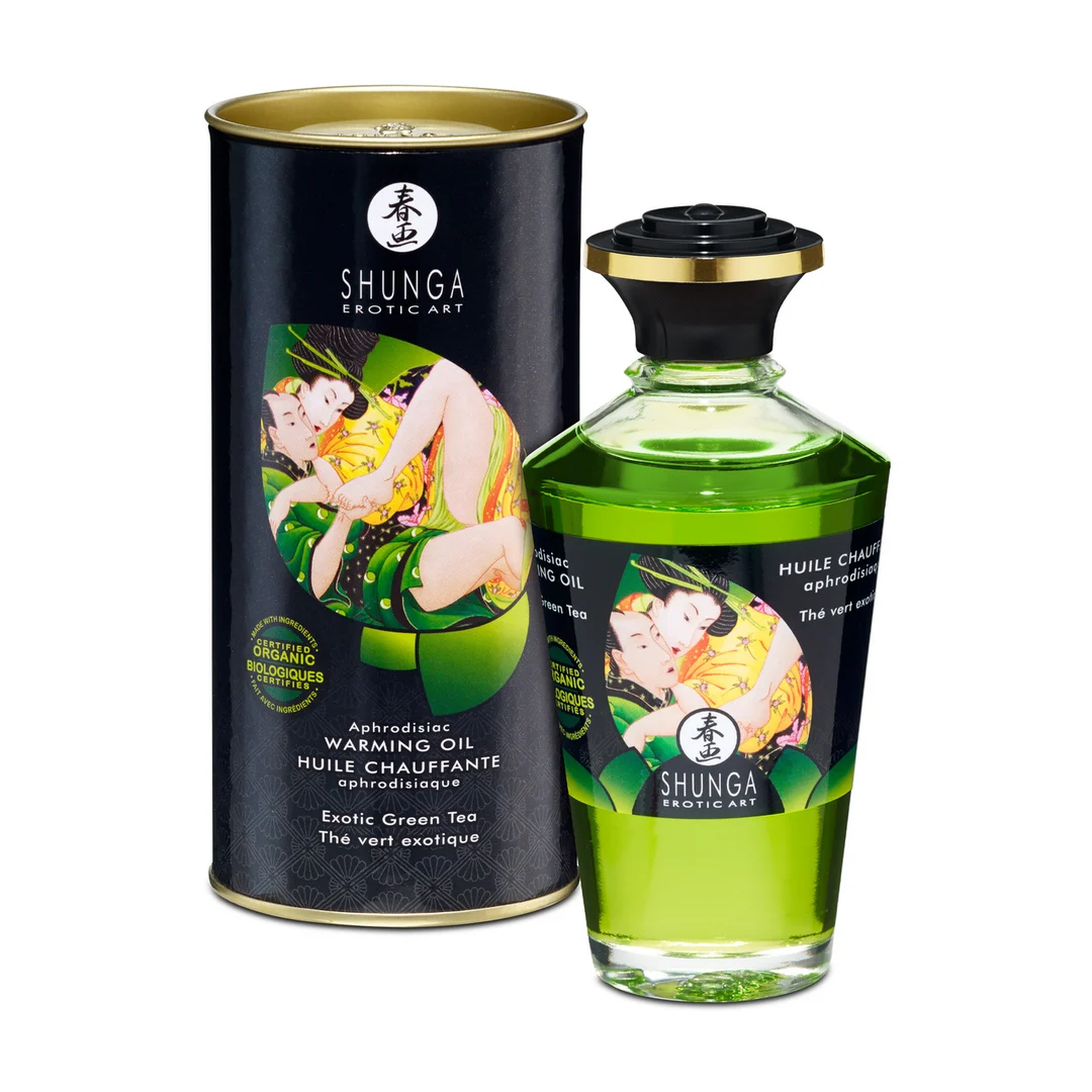Olio riscaldante al tè verde esotico 100 ml | Olio Aphrodisia - immagine 3
