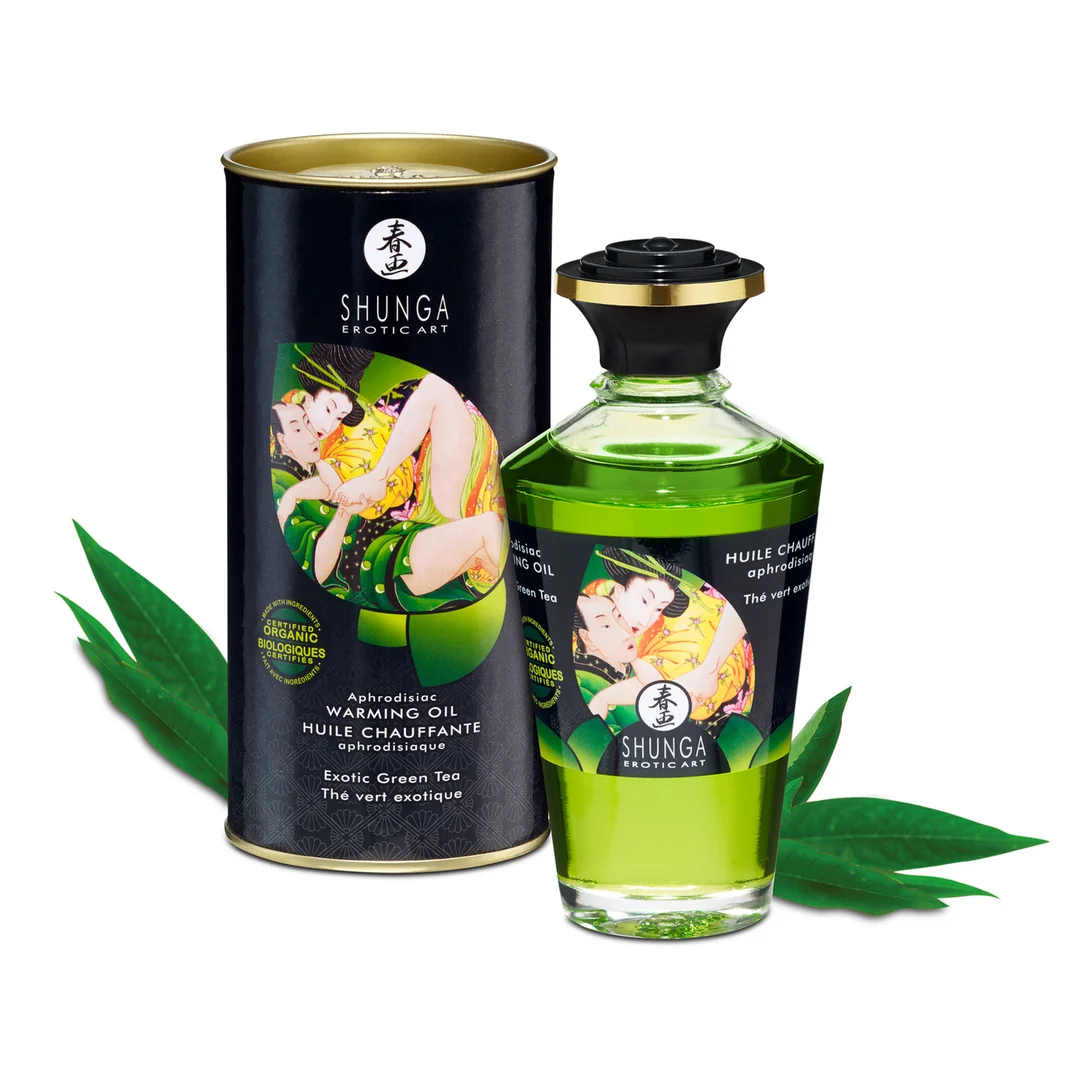 Olio riscaldante al tè verde esotico 100 ml | Olio Aphrodisia - immagine 4
