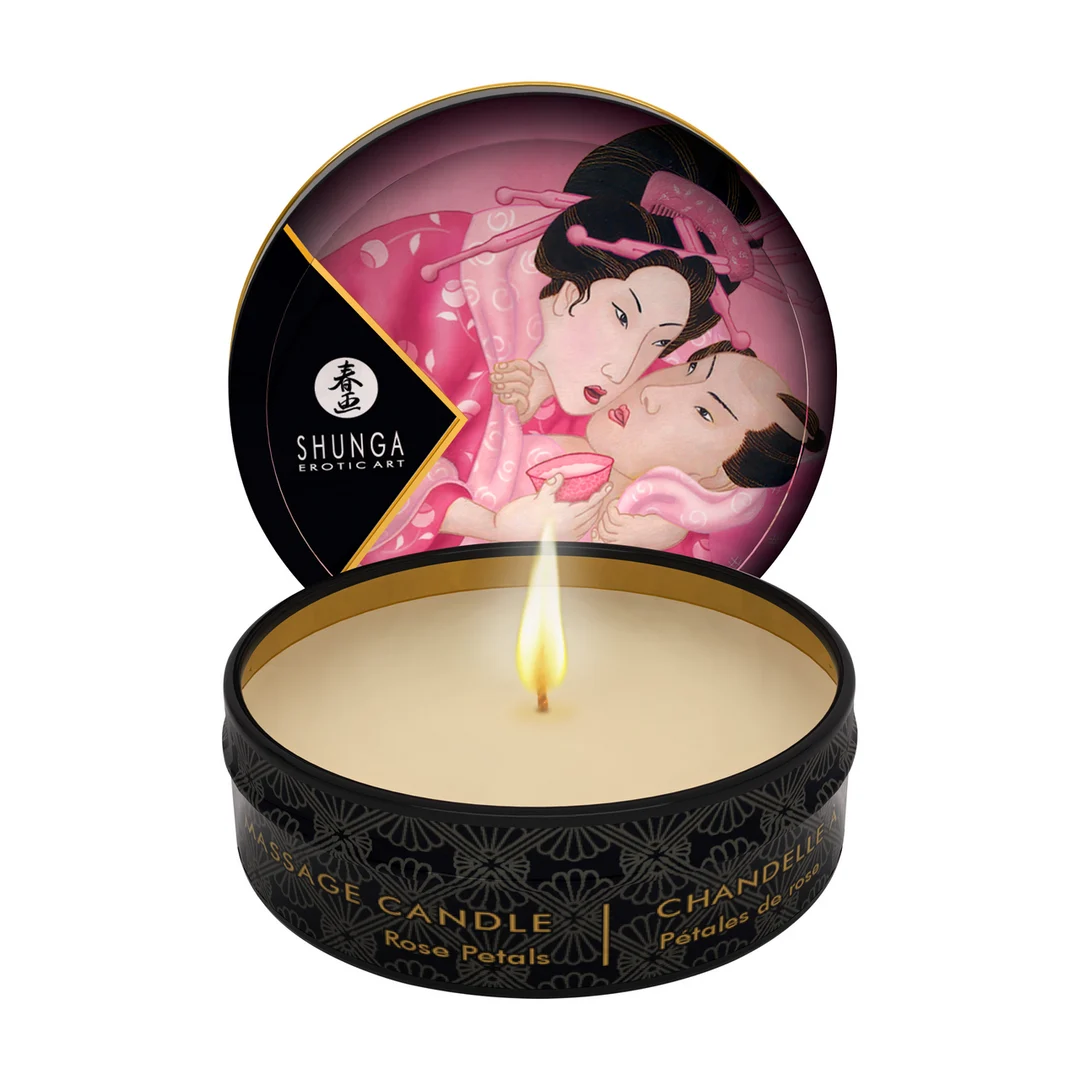 S-4600_1 Candela da massaggio – Mini candela da massaggio e d’atmosfera con oli naturali – Rosa – Shunga – 30 ml - immagine 1