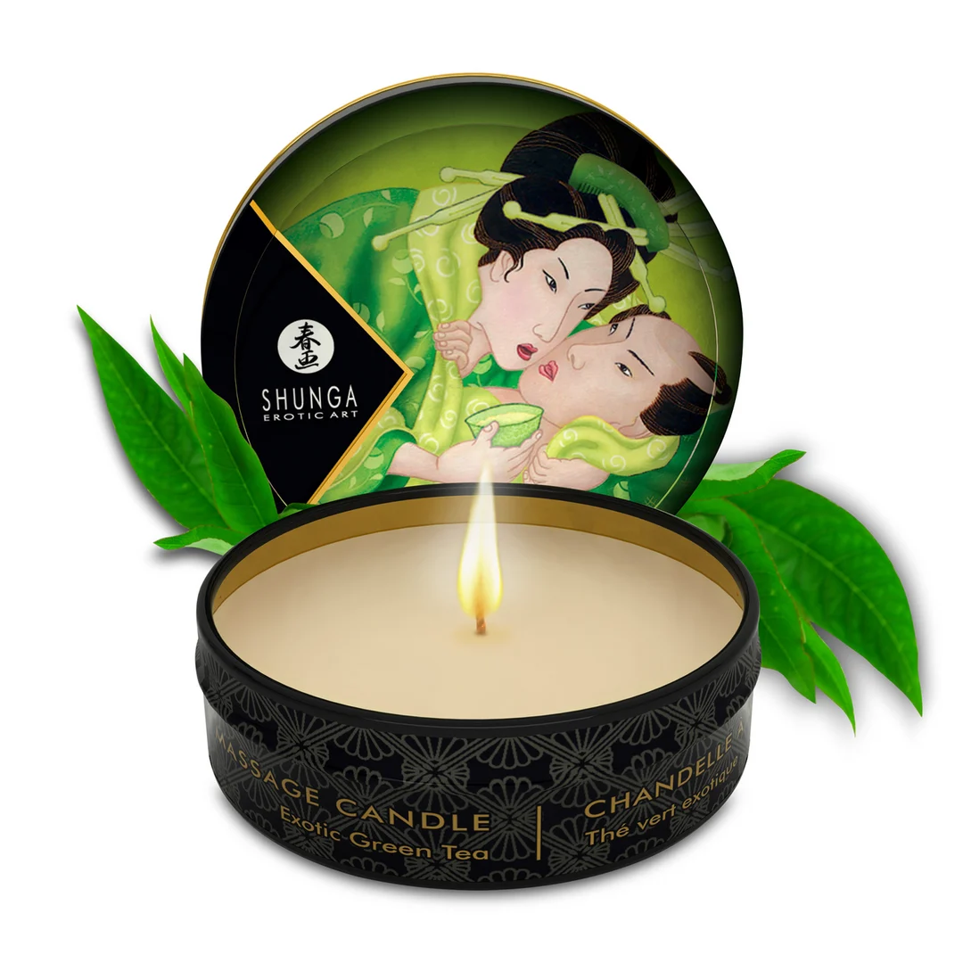 Candela da massaggio – Mini candela da massaggio e d’atmosfera – Tè verde esotico – Shunga – 30 ml - immagine 2