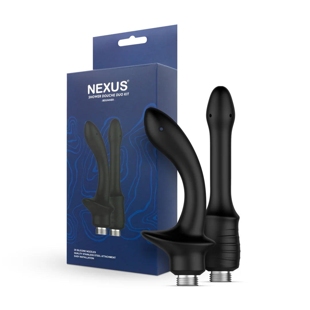 Doccia anale Shower Douche Duo Kit per principianti con 2 beccucci in silicone, nera | Nexus - immagine 1