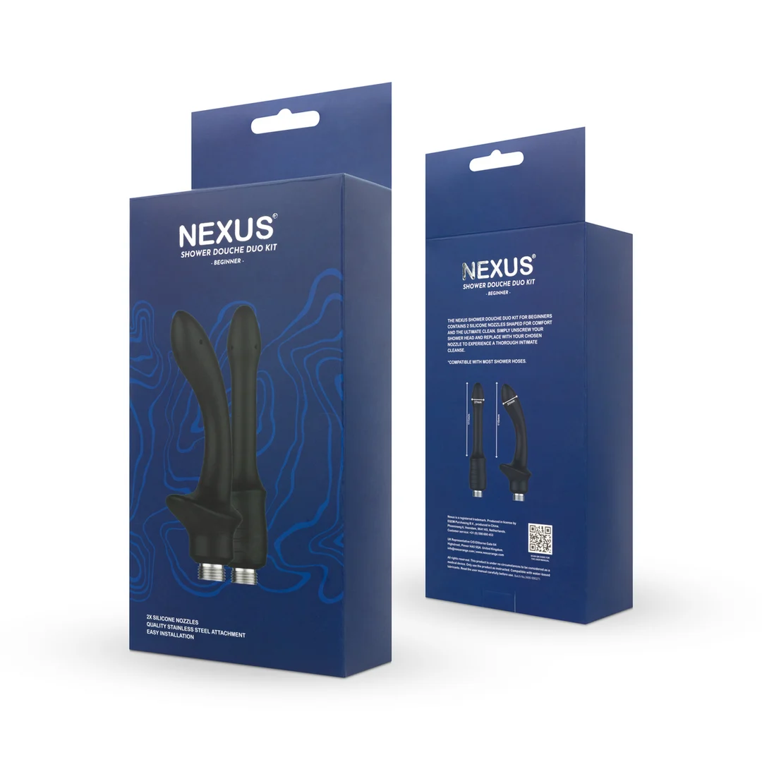 Doccia anale Shower Douche Duo Kit per principianti con 2 beccucci in silicone, nera | Nexus - immagine 2