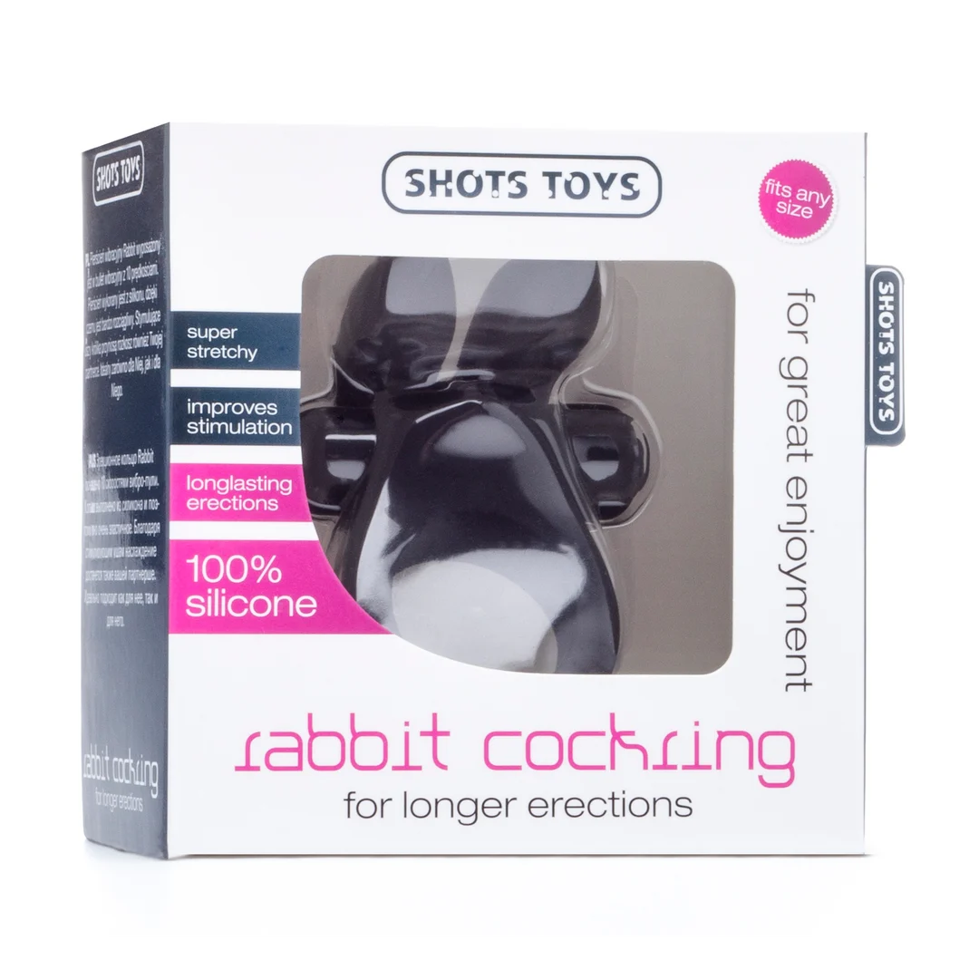SHT213BLK_1 Anello fallico Shots Rabbit con bullet - immagine 1