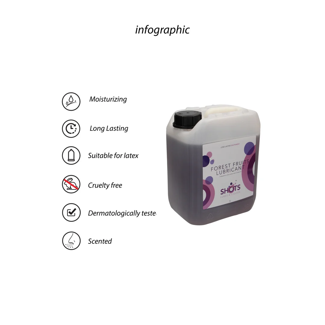 Lubrificante a base d’acqua, adatto ai preservativi in lattice, frutti di bosco, 1,3 gal / 5 l, Shots Lubes - immagine 3