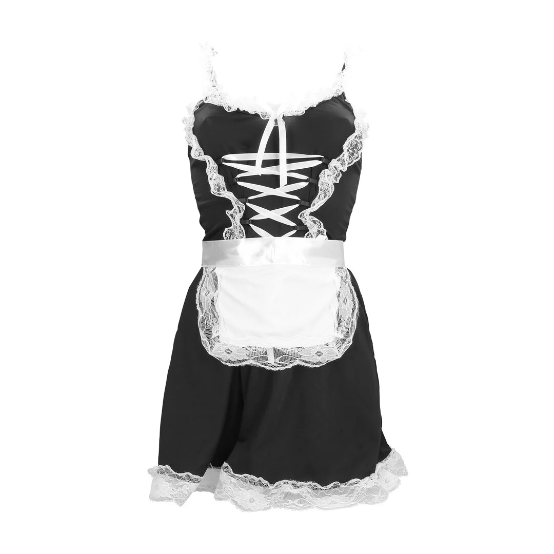 Costume da cameriera francese, nero, S/M - immagine 2