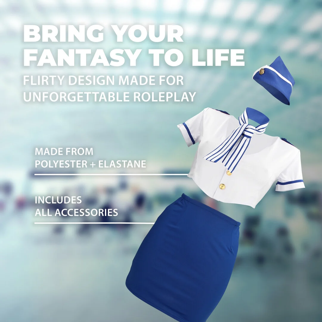 Costume da hostess blu e bianco S Line - immagine 5