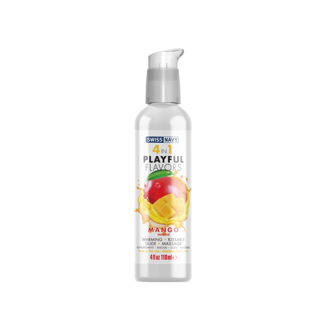 Lubrificante aromatizzato 4 in 1 Playful Flavors, commestibile e riscaldante, Mango, bustina da 5 ml, Swiss Navy - immagine 7