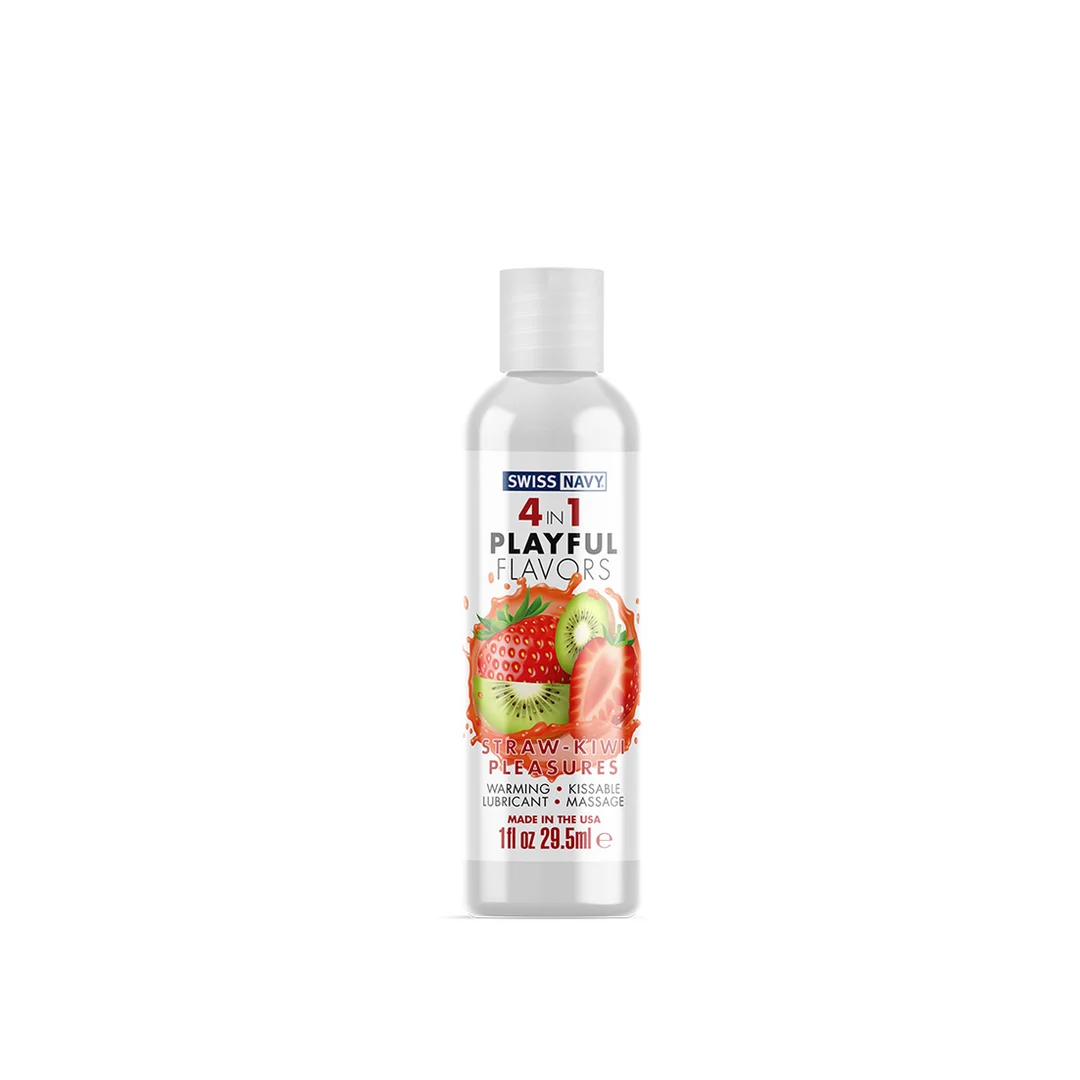 Lubrificante – 4 in 1 Playful Flavors, commestibile e riscaldante – Straw Kiwi Pleasures – Swiss Navy – 29,5 ml - immagine 3
