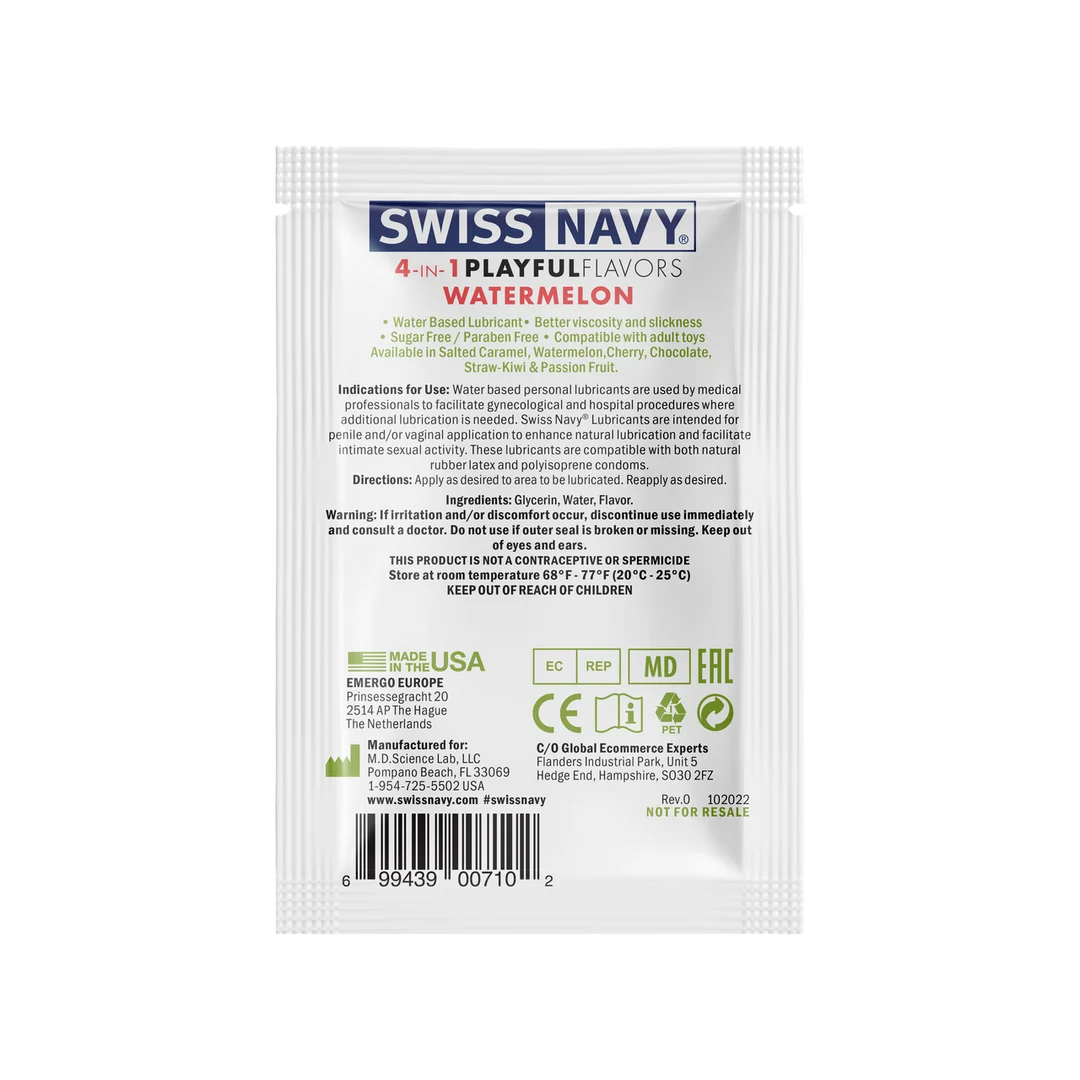 Lubrificante aromatizzato 4 in 1 Playful Flavors al gusto di anguria, Anguria, 5 ml, Swiss Navy - immagine 6