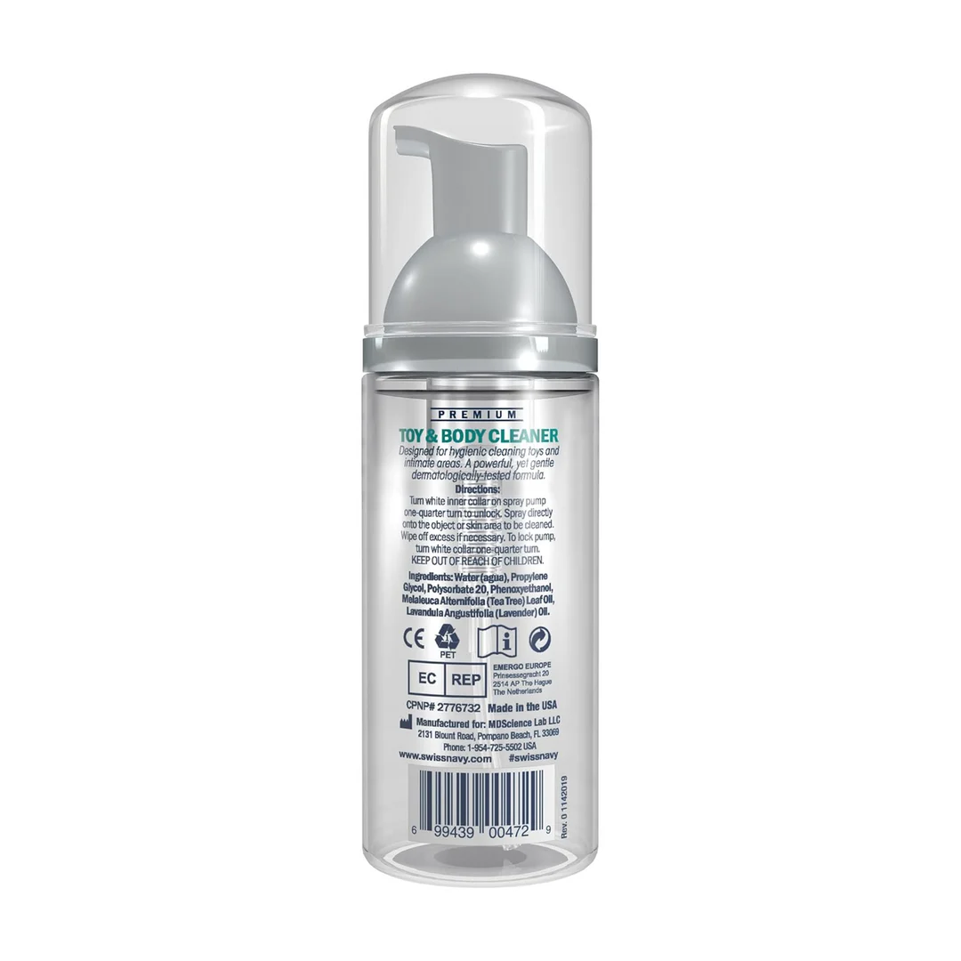 Detergente per sex toy e corpo – Spray detergente per sex toy e pelle, adatto all’uso con lubrificante al silicone – Swiss Navy – 177 ml / 6 fl oz – TESTER - immagine 2