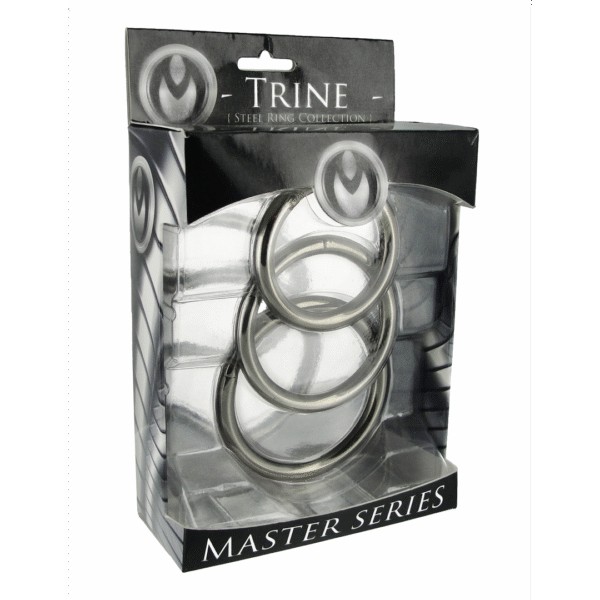 Collezione di anelli fallici in acciaio XR Brands Trine