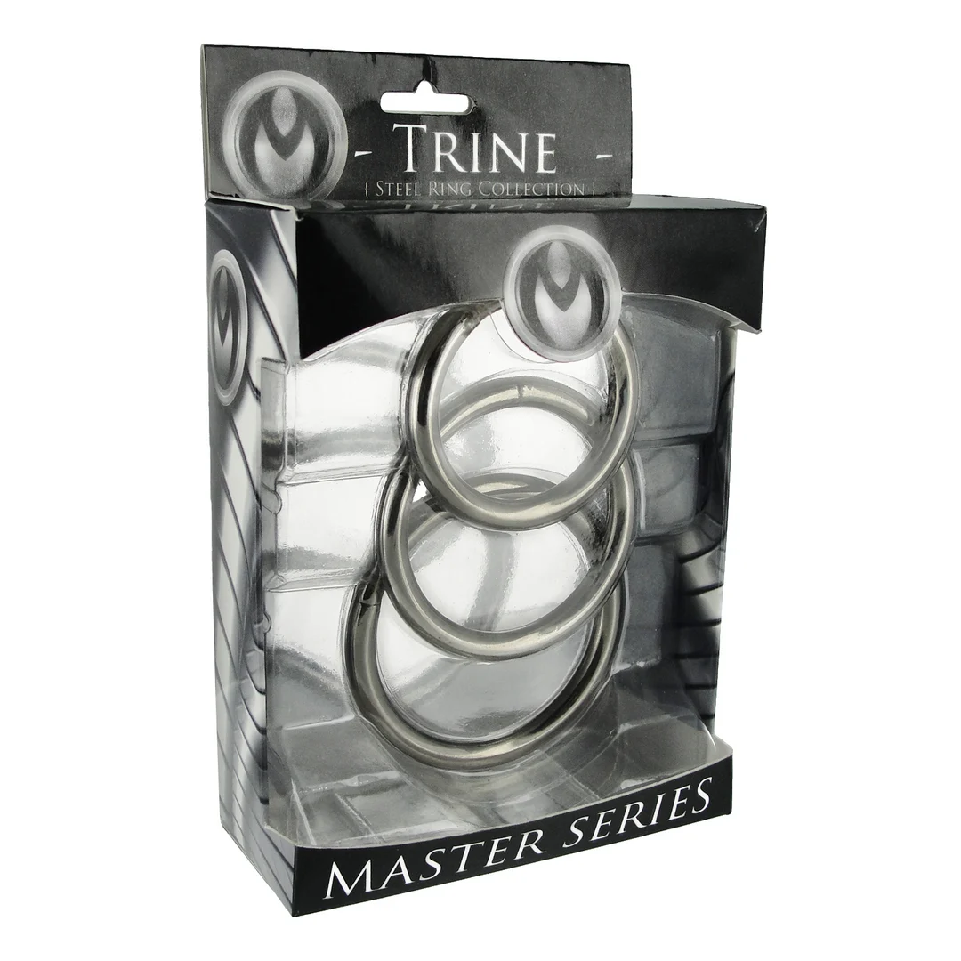 SP132_1 Collezione di anelli fallici in acciaio XR Brands Trine - immagine 1