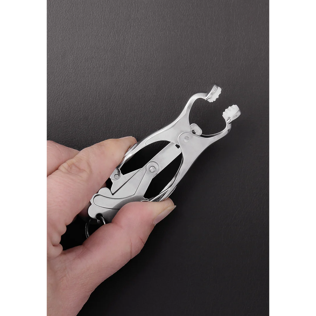 Pinze per capezzoli Steel by Shots Clover con catena - immagine 2