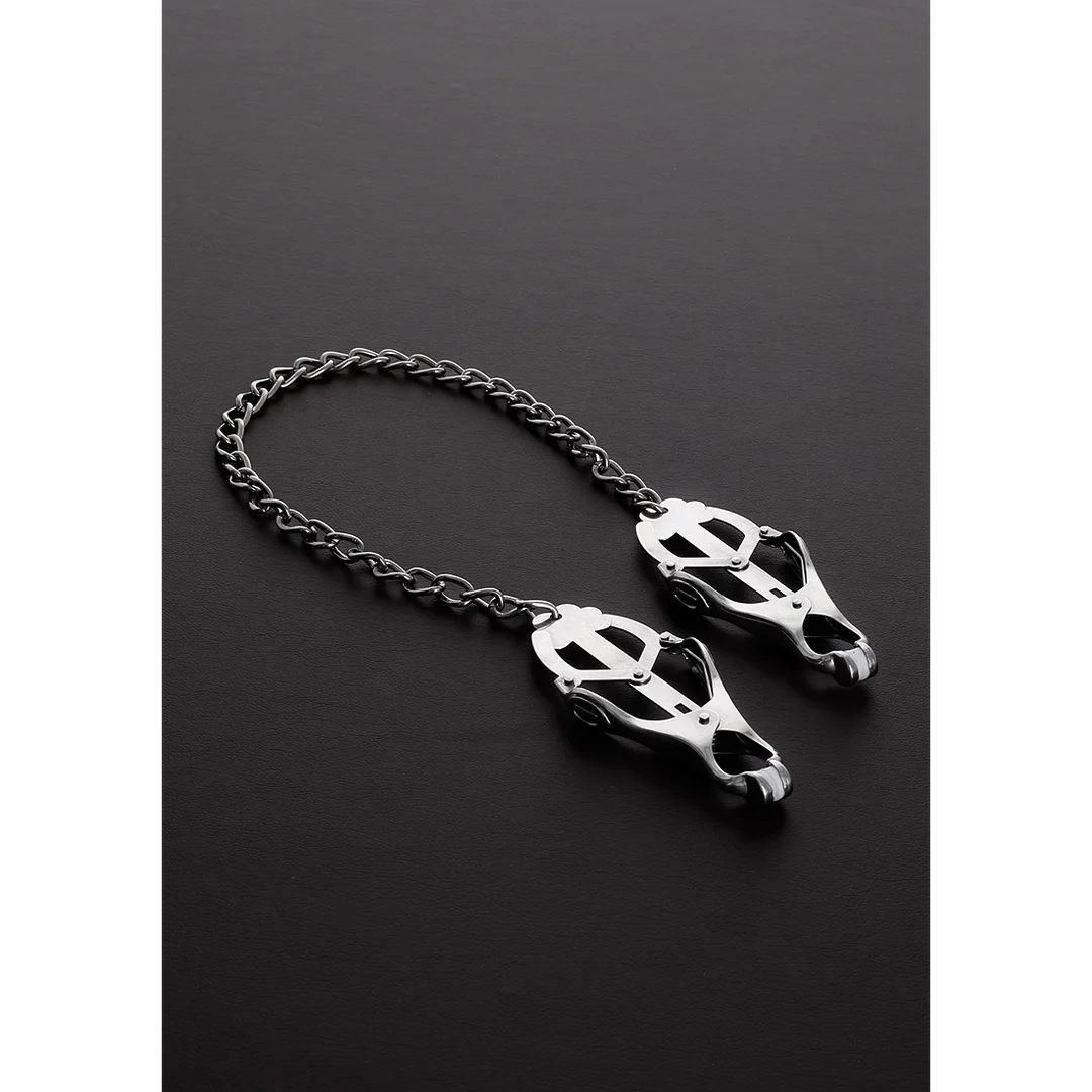 Pinze per capezzoli Steel by Shots Clover con catena - immagine 3