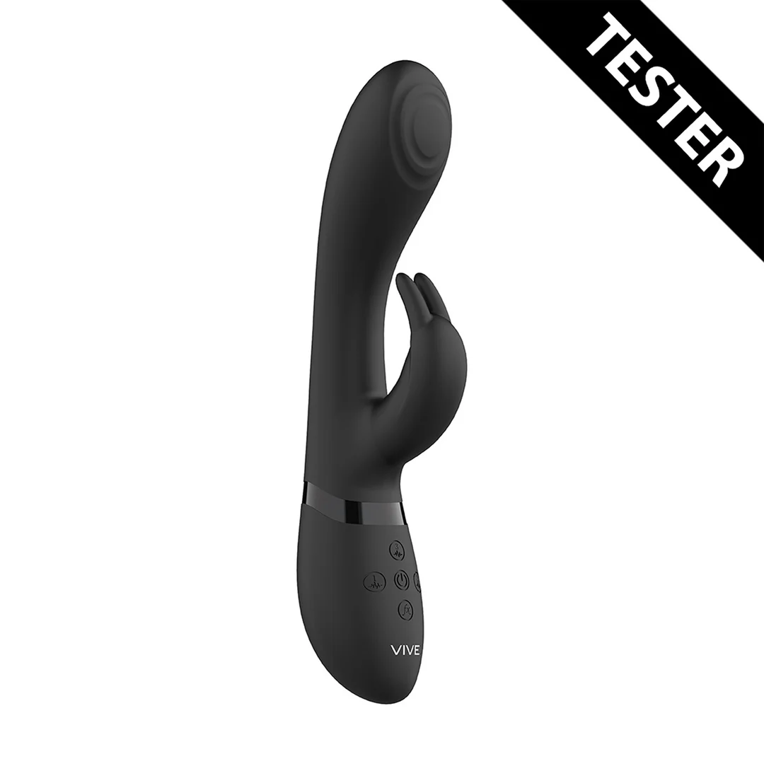 VIVE017BLKTEST_1_1 Rabbit vibratore con punta a onde pulsanti per il punto G e vibratore per il clitoride, nero, VIVE by Shots - immagine 1