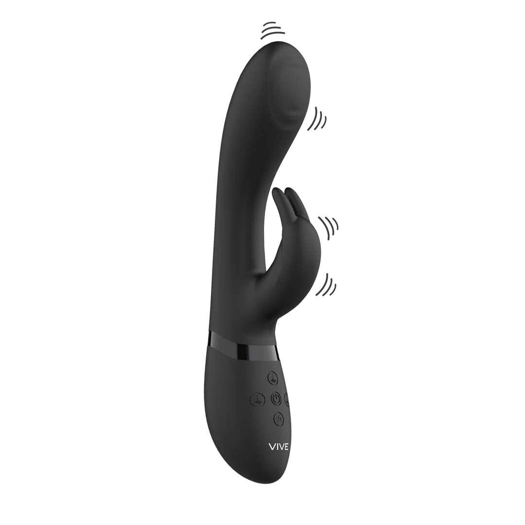 Rabbit vibratore con punta a onde pulsanti per il punto G e vibratore per il clitoride, nero, VIVE by Shots - immagine 10